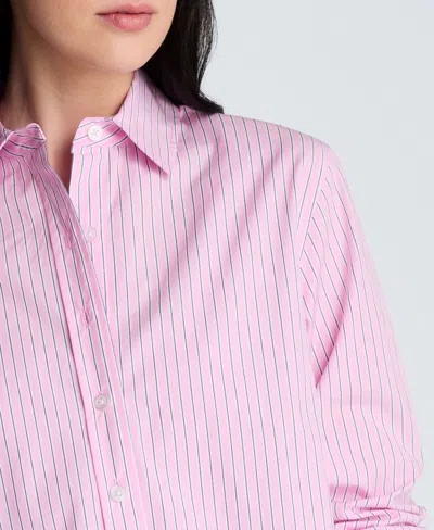 Kenneth Cole Cropped Long Sleeve Button Front Shirt In Purple