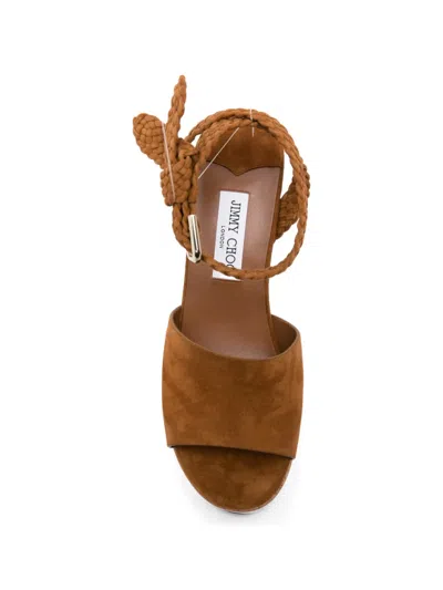 Jimmy Choo Goat Leather Slide Sandals With Soft Lamb Leather Lining In Brown