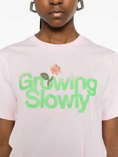 Ganni Basic Cotton Jersey Growing Slowly In Pink
