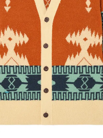 Alanui Patterned Button Cardigan In Orange