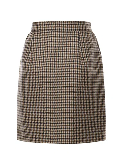 Valentino Rockstud Button-front Houndstooth Mini Skirt In Neutral