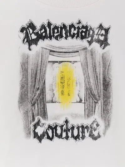 Balenciaga Cotton Salon De Couture Cropped T-shirt In White