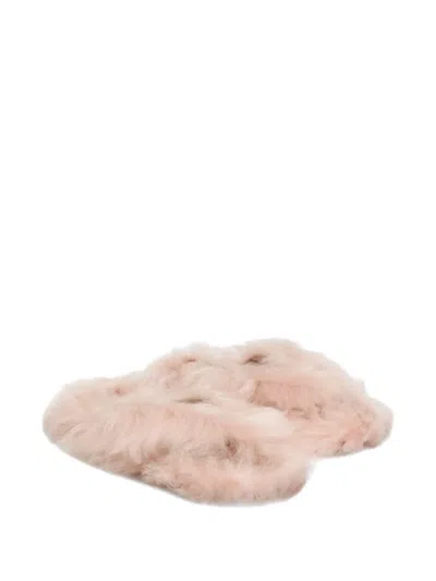 Dolce & Gabbana Shearling Flip-flops In Pink