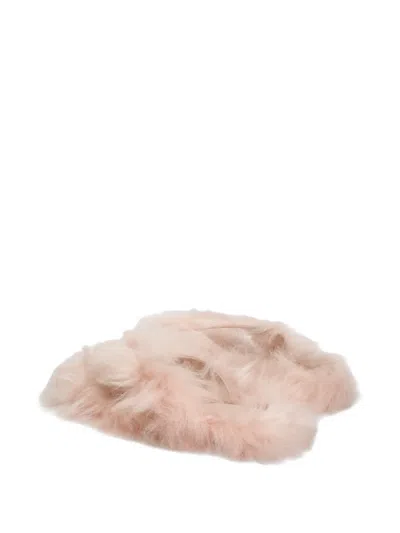 Dolce & Gabbana Shearling Flip-flops In Pink