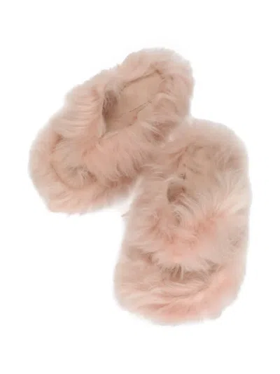 Dolce & Gabbana Shearling Flip-flops In Pink