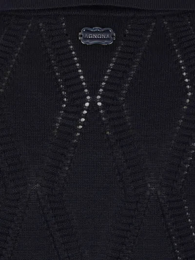 Agnona Diamond-pattern T-shirt In Blue