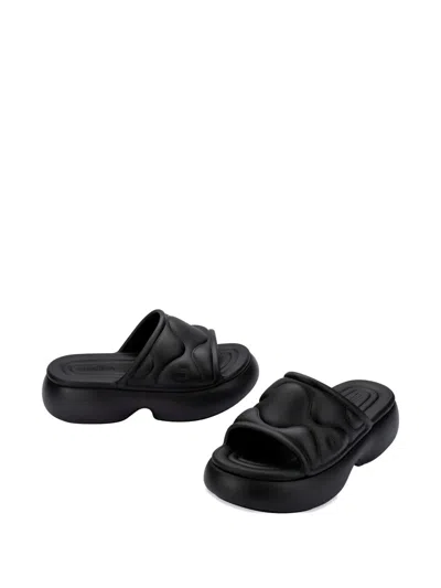 Melissa Puff Platform Slides In Black