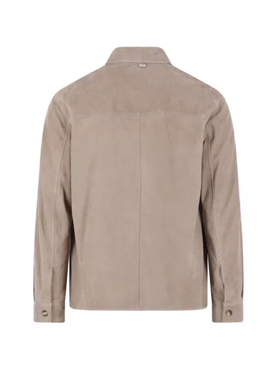 Agnona Patch-pockets Shirt Leather Jacket In Multi