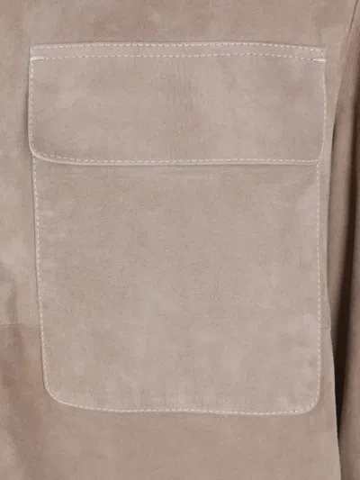 Agnona Patch-pockets Shirt Leather Jacket In Multi