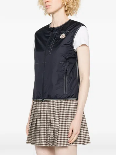 Moncler Alshain Vest Sleeveless Design Chest Pocket In Blue