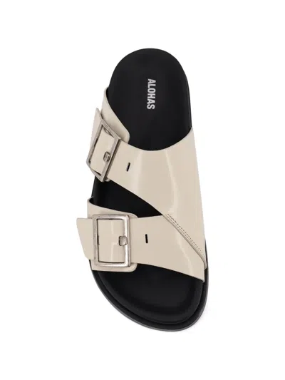 Alohas Adjustable Strap Leather Sandals In Neutral