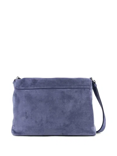 Orciani Suede Messenger Shoulder Bag Adjustable Strap In Blue
