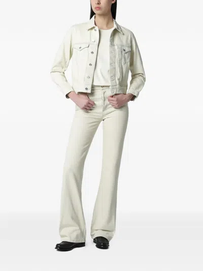 Apc Long-sleeved Single-breasted Denim Jacket In White