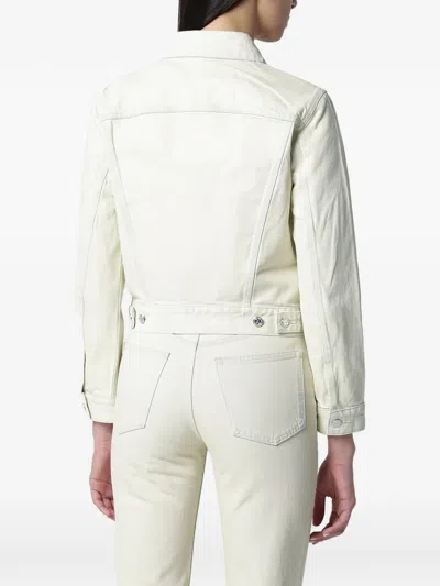 Apc Long-sleeved Single-breasted Denim Jacket In White