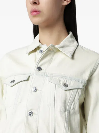 Apc Long-sleeved Single-breasted Denim Jacket In White