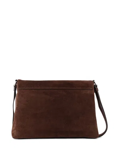 Orciani Suede Messenger Shoulder Bag Adjustable Strap In Brown