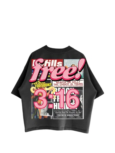 Free Refills Tabloid T-shirt In Black