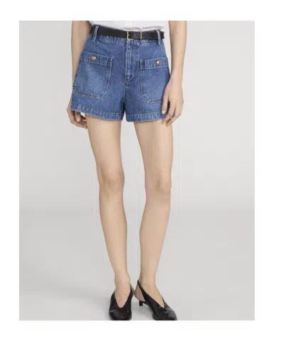Frame Button-embellished Patch-pocket Shorts In Multi