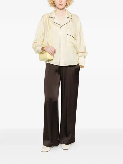 Plan C Piped-trim Striped Shirt Set In Multi