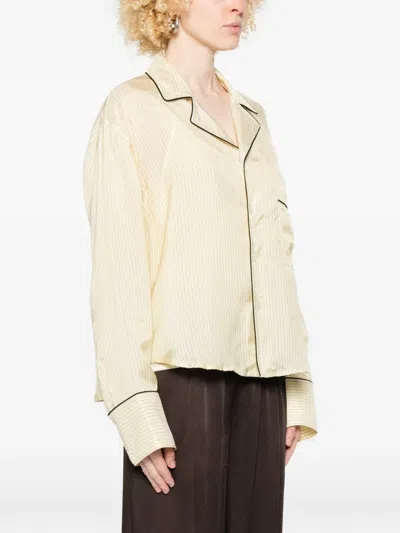 Plan C Piped-trim Striped Shirt Set In Multi