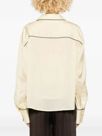 Plan C Piped-trim Striped Shirt Set In Multi