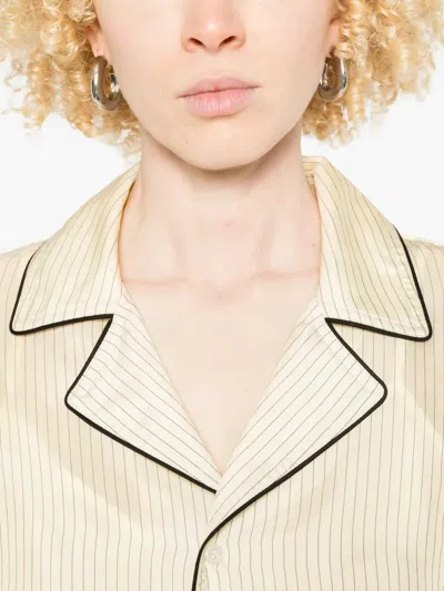 Plan C Piped-trim Striped Shirt Set In Multi