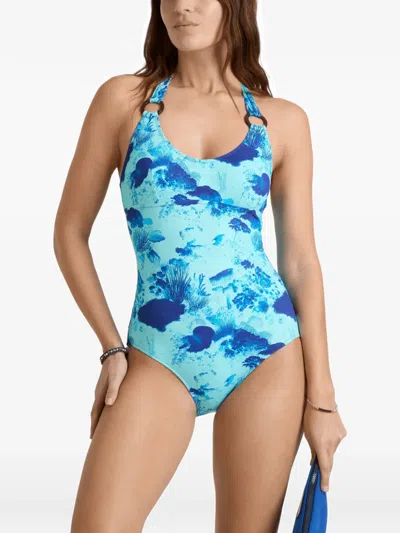 Vilebrequin Women Halter One-piece Swimsuit Coral Reef In Blue