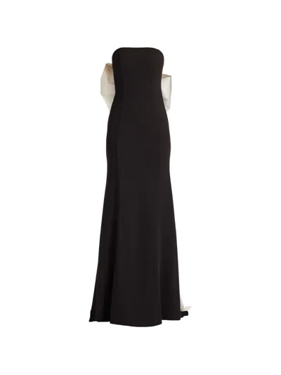 Tadashi Shoji Bow Strapless Crepe Taffeta Gown In Black