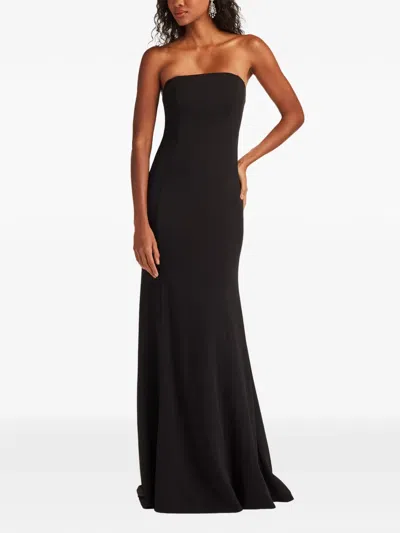 Tadashi Shoji Bow Strapless Crepe Taffeta Gown In Black
