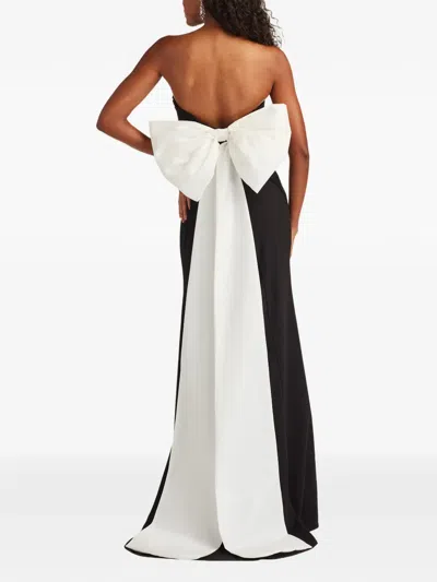 Tadashi Shoji Bow Strapless Crepe Taffeta Gown In Black