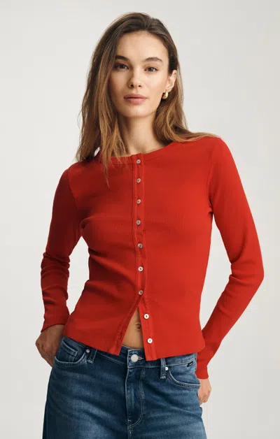 Mavi Long Sleeve Button-up T-shirt In Red