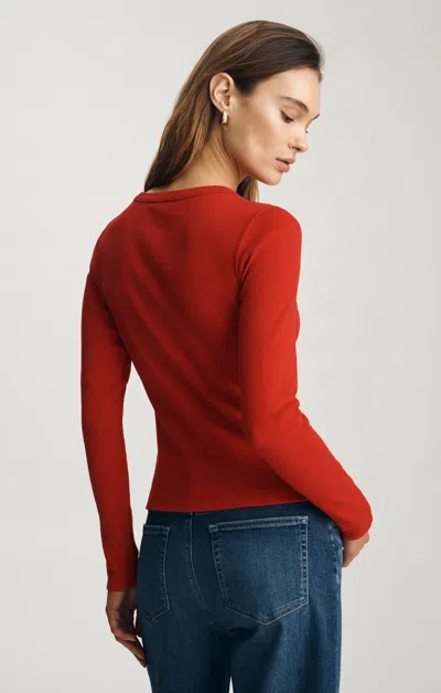 Mavi Long Sleeve Button-up T-shirt In Red