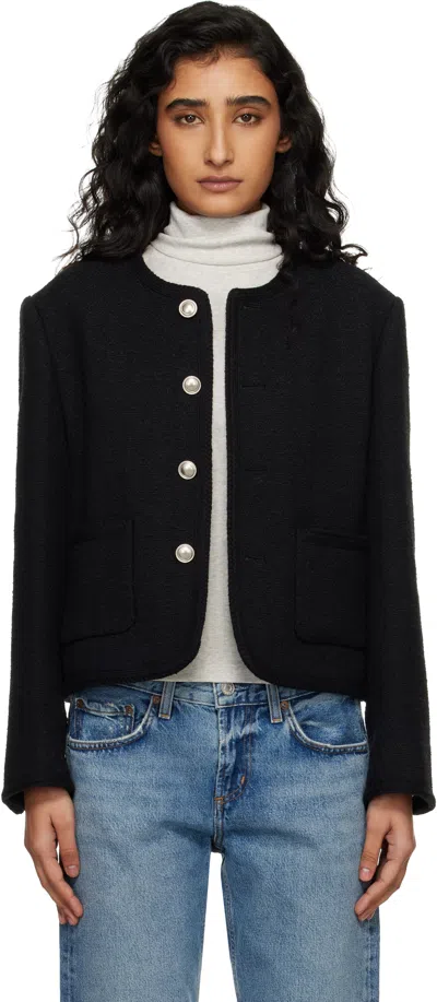 Dunst Wool Tweed Single Breasted Coat In Black