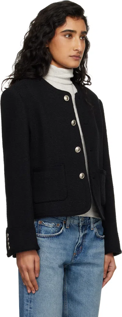 Dunst Wool Tweed Single Breasted Coat In Black