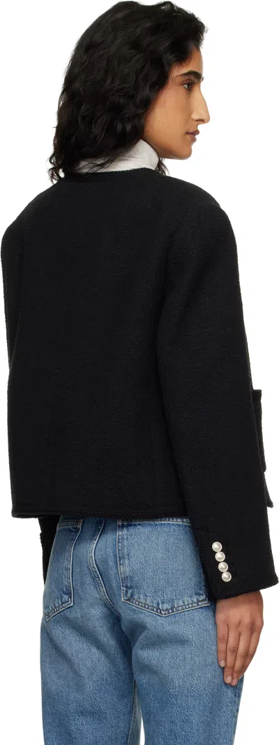 Dunst Wool Tweed Single Breasted Coat In Black