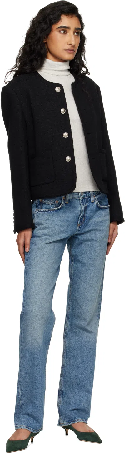 Dunst Wool Tweed Single Breasted Coat In Black