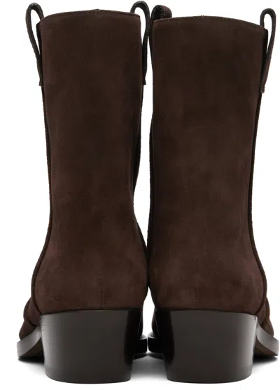 Khaite Brown Calf Leather Bos Taurus Ankle Boots In Multi