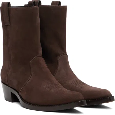 Khaite Brown Calf Leather Bos Taurus Ankle Boots In Multi