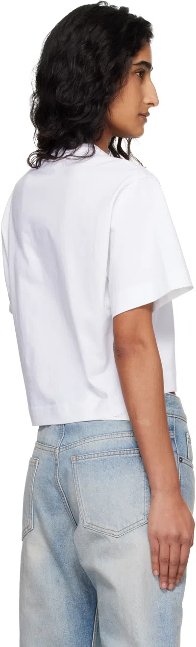 Off-white Floral Graphic Cropped Crew Neck Top In White