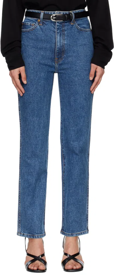 Khaite Abigail High Rise Straight Jeans In Blue