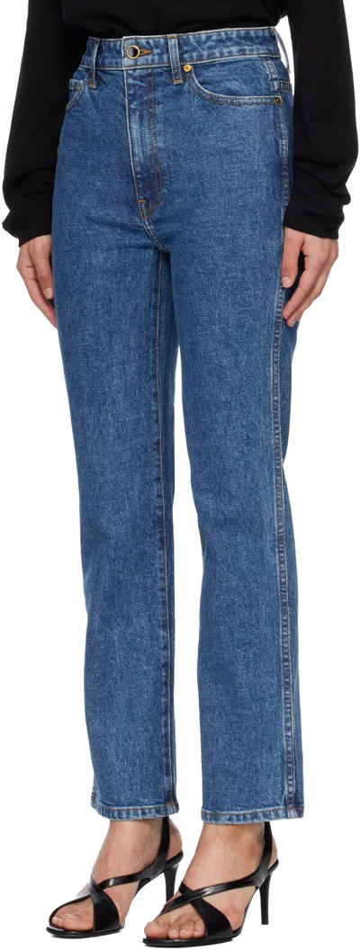 Khaite Abigail High Rise Straight Jeans In Blue
