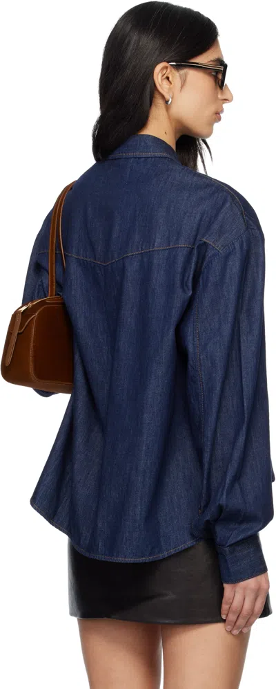 Khaite Neutrals Grenon Cropped Denim Cotton Shirt In Blue