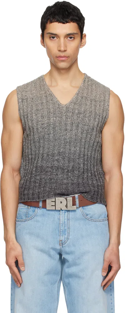 Erl Wool Gradient Knitted Vest In Gray