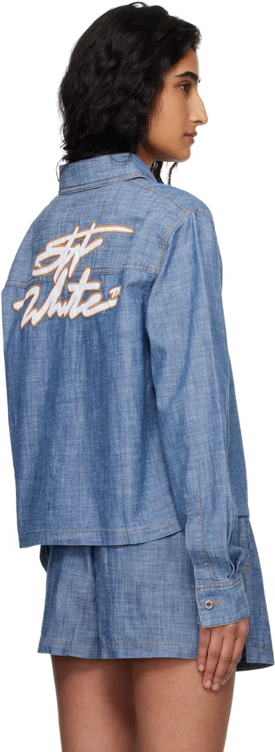 Off-white Chambray Denim Pajama Shirt Dark Blue