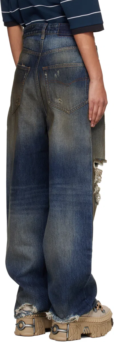Vetements Blue Trashed Jeans In Blue