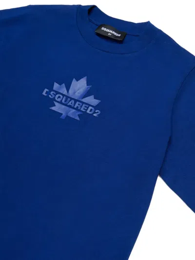 Dsquared2 Maple-leaf Crew-neck T-shirt In Blue