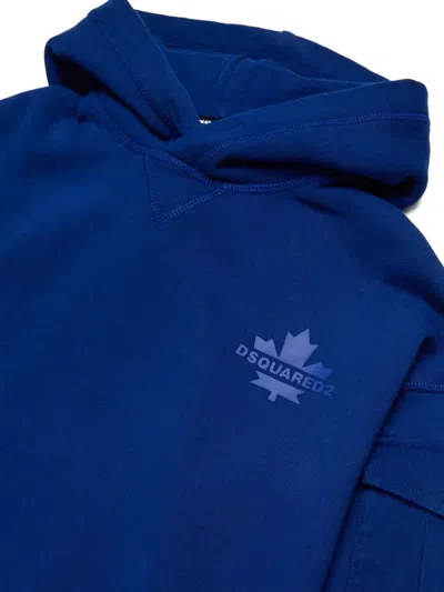 Dsquared2 Maple Leaf Hooded Sweatshirt In Blue