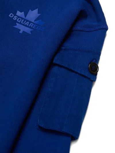 Dsquared2 Maple Leaf Hooded Sweatshirt In Blue