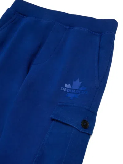 Dsquared2 Maple-leaf Cargo Trousers In Blue