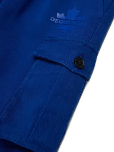 Dsquared2 Maple-leaf Cargo Trousers In Blue